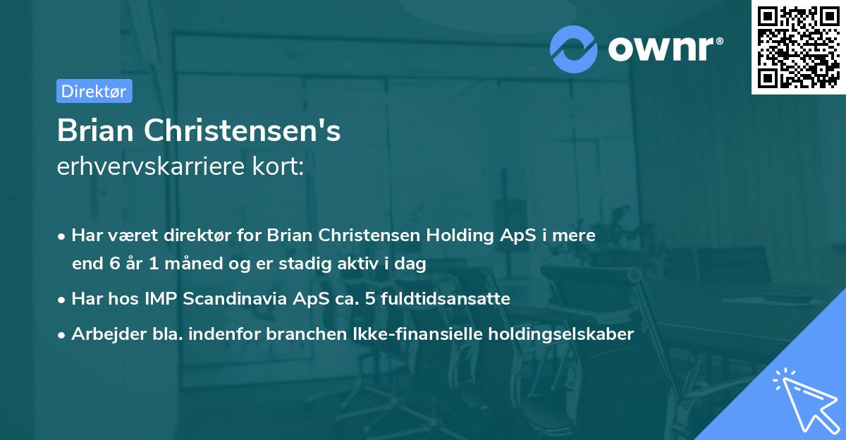 Brian Christensen's erhvervskarriere kort