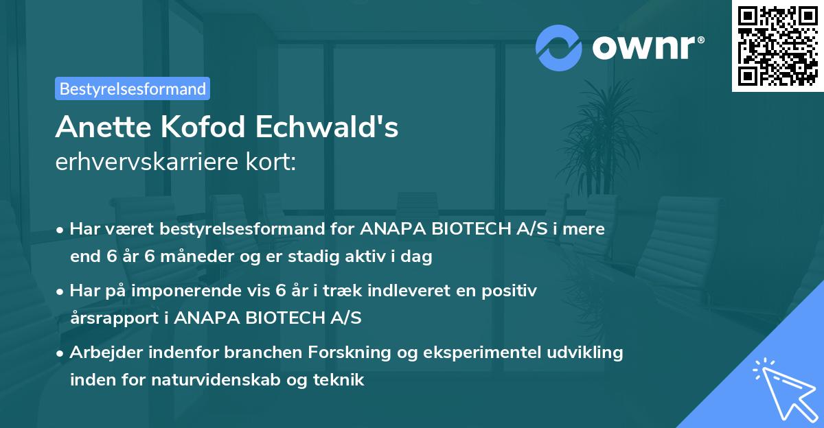 Anette Kofod Echwald's erhvervskarriere kort