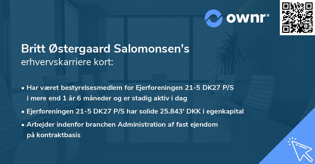 Britt Østergaard Salomonsen's erhvervskarriere kort