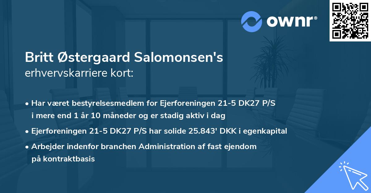 Britt Østergaard Salomonsen's erhvervskarriere kort