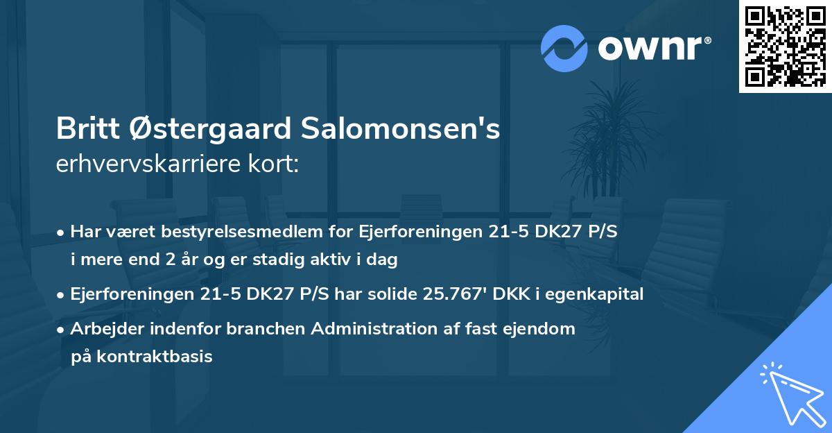 Britt Østergaard Salomonsen's erhvervskarriere kort