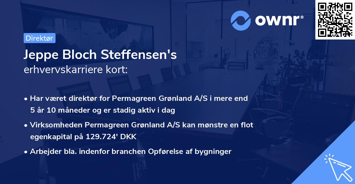 Jeppe Bloch Steffensen's erhvervskarriere kort