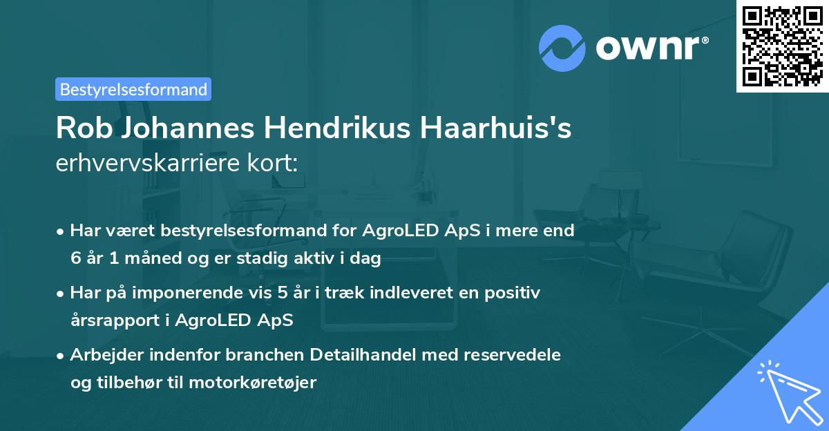 Rob Johannes Hendrikus Haarhuis's erhvervskarriere kort