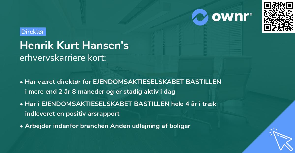 Henrik Kurt Hansen's erhvervskarriere kort