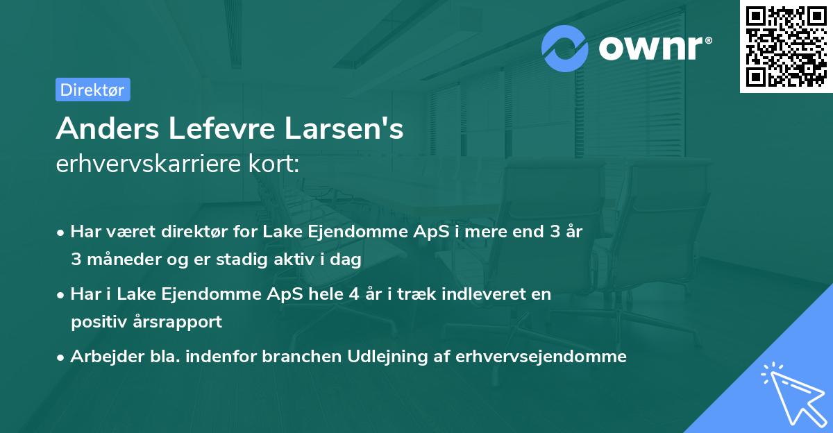 Anders Lefevre Larsen's erhvervskarriere kort