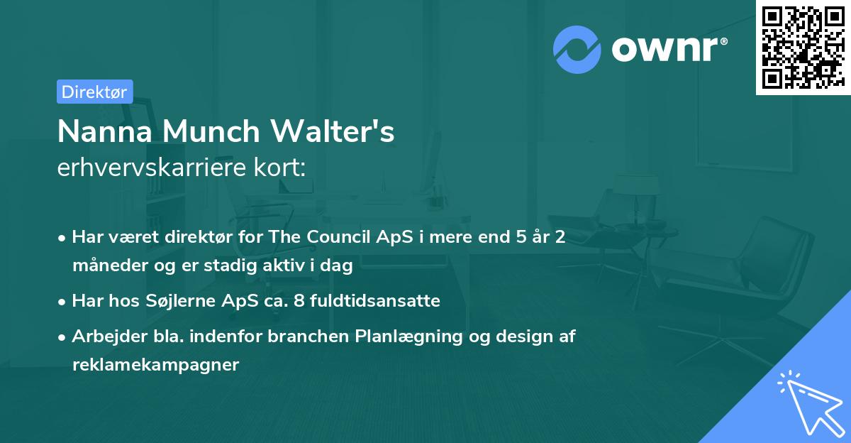 Nanna Munch Walter's erhvervskarriere kort