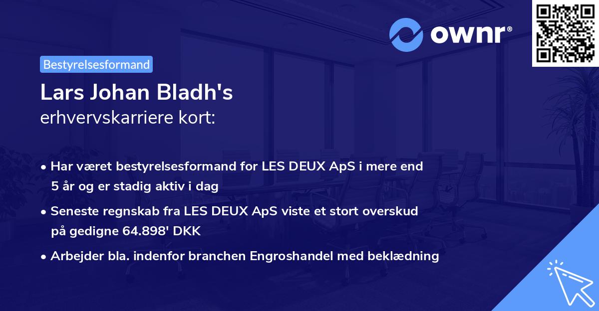 Lars Johan Bladh's erhvervskarriere kort