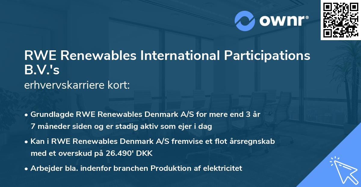 RWE Renewables International Participations B.V.'s erhvervskarriere kort