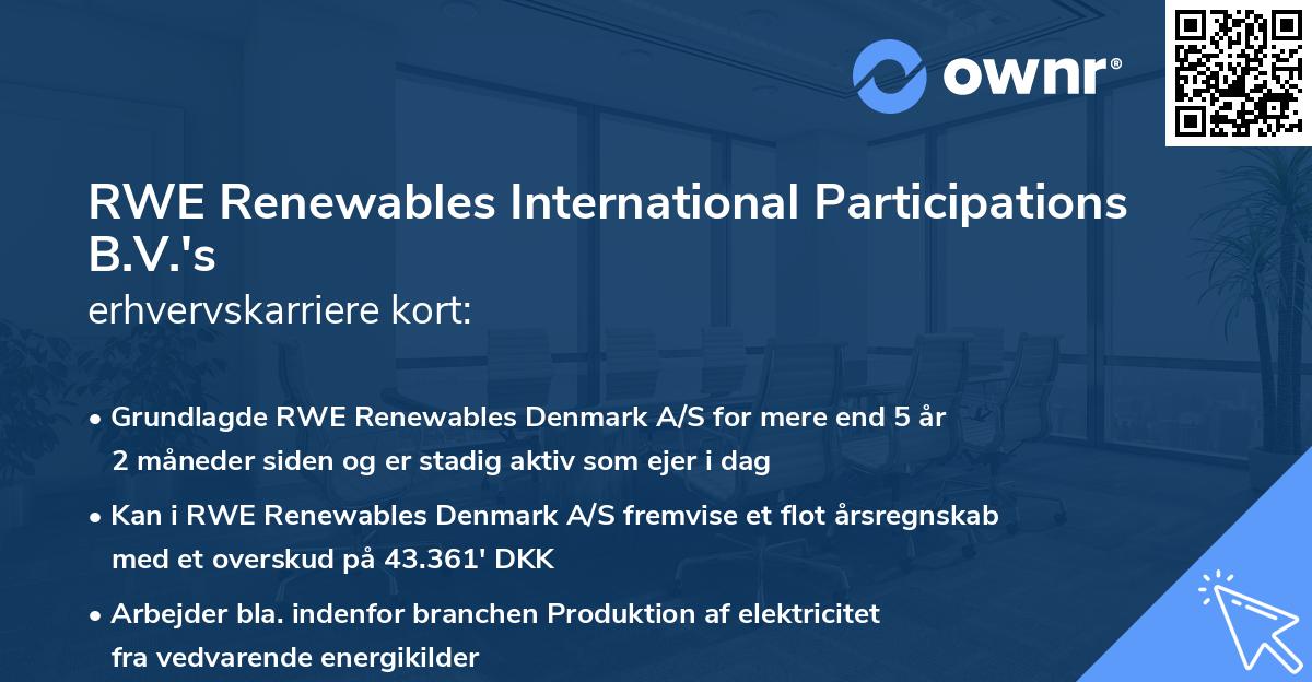 RWE Renewables International Participations B.V.'s erhvervskarriere kort