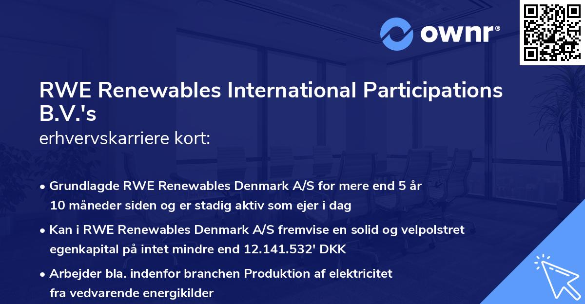RWE Renewables International Participations B.V.'s erhvervskarriere kort