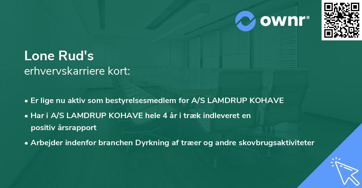 Lone Rud's erhvervskarriere kort