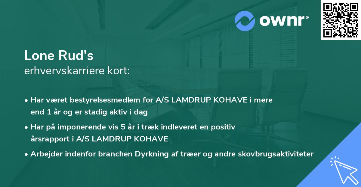 Lone Rud's erhvervskarriere kort
