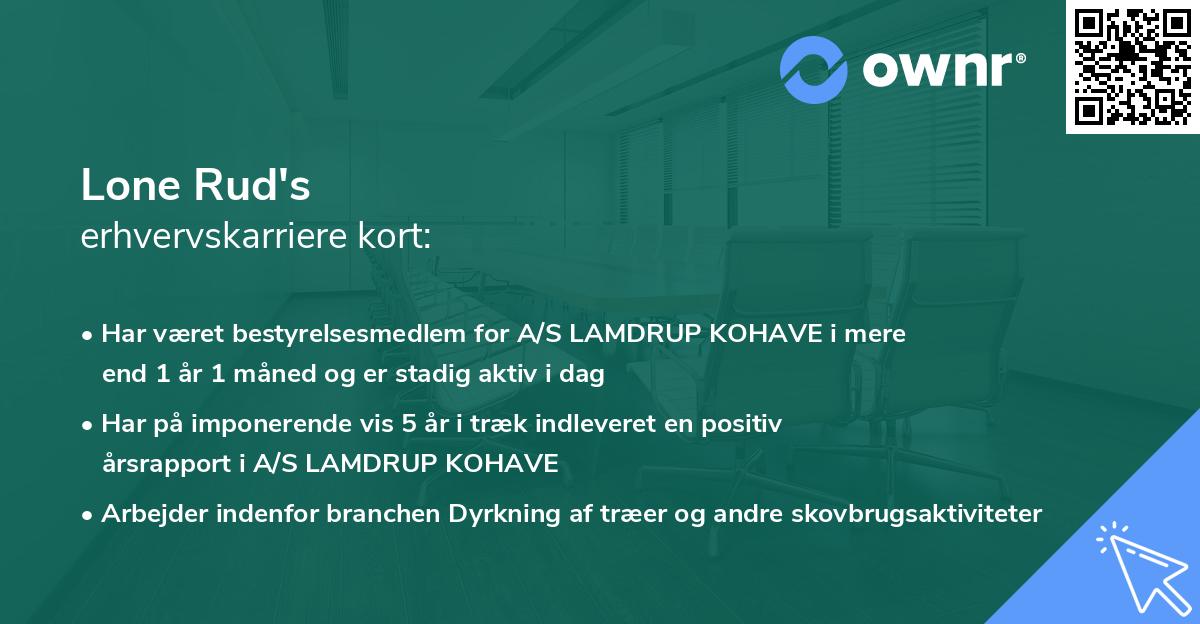 Lone Rud's erhvervskarriere kort