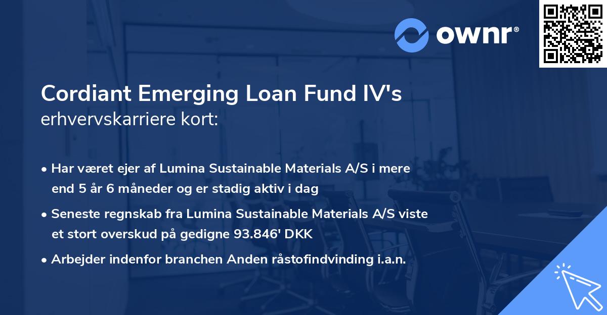 Cordiant Emerging Loan Fund IV's erhvervskarriere kort