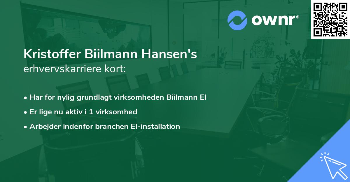 Kristoffer Biilmann Hansen's erhvervskarriere kort