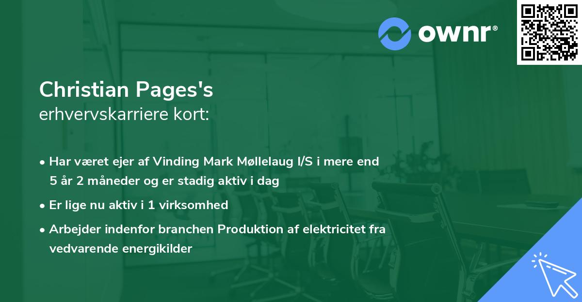 Christian Pages's erhvervskarriere kort
