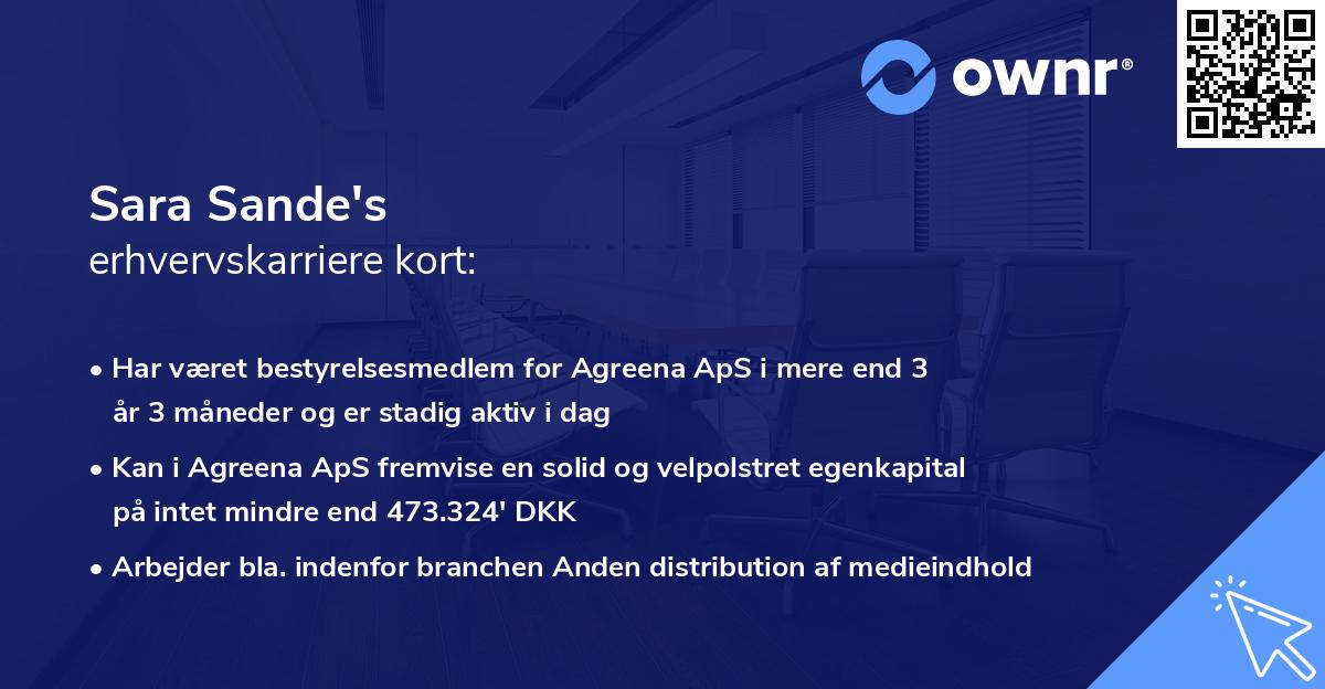 Sara Sande's erhvervskarriere kort
