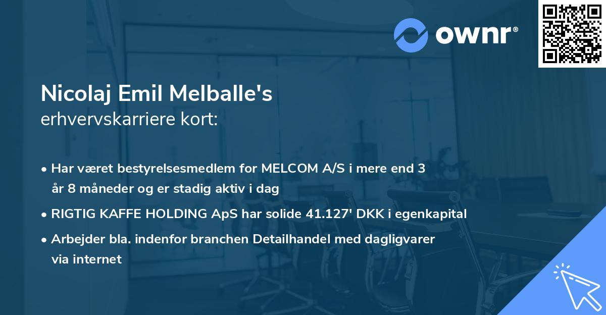 Nicolaj Emil Melballe's erhvervskarriere kort