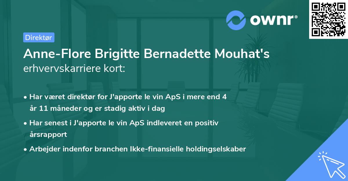 Anne-Flore Brigitte Bernadette Mouhat's erhvervskarriere kort