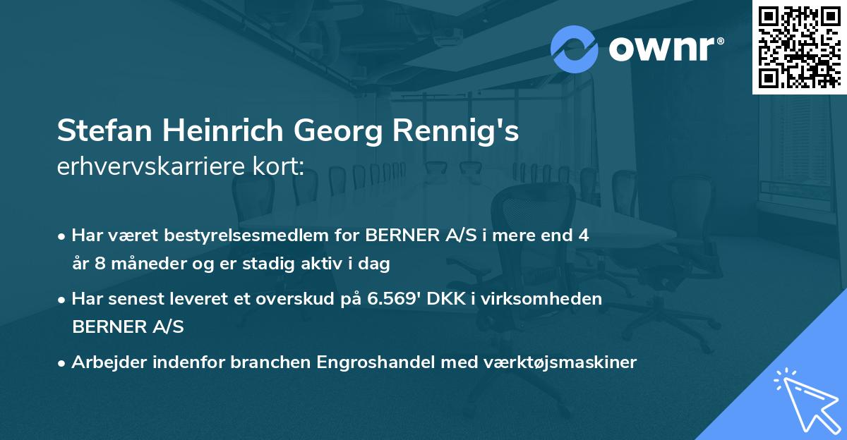 Stefan Heinrich Georg Rennig's erhvervskarriere kort