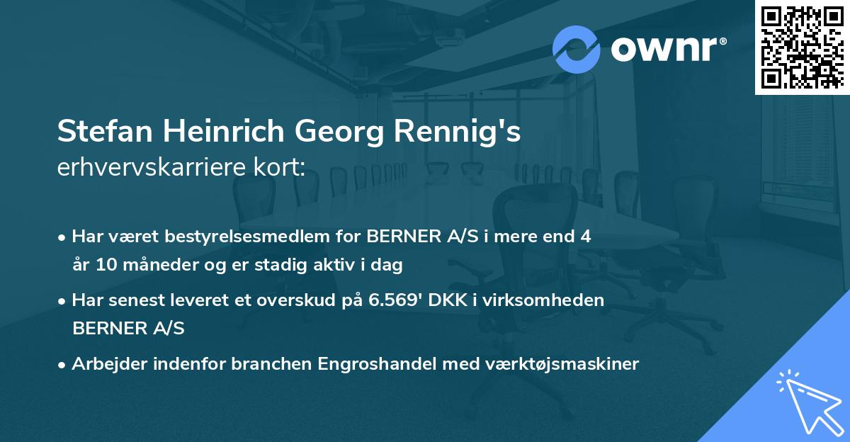 Stefan Heinrich Georg Rennig's erhvervskarriere kort