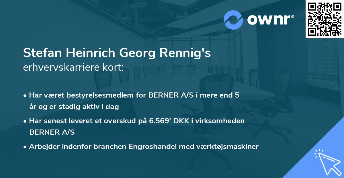Stefan Heinrich Georg Rennig's erhvervskarriere kort