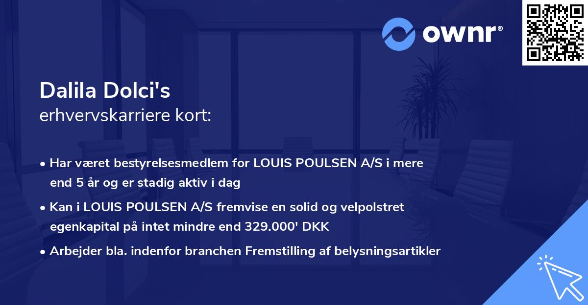 Dalila Dolci's erhvervskarriere kort