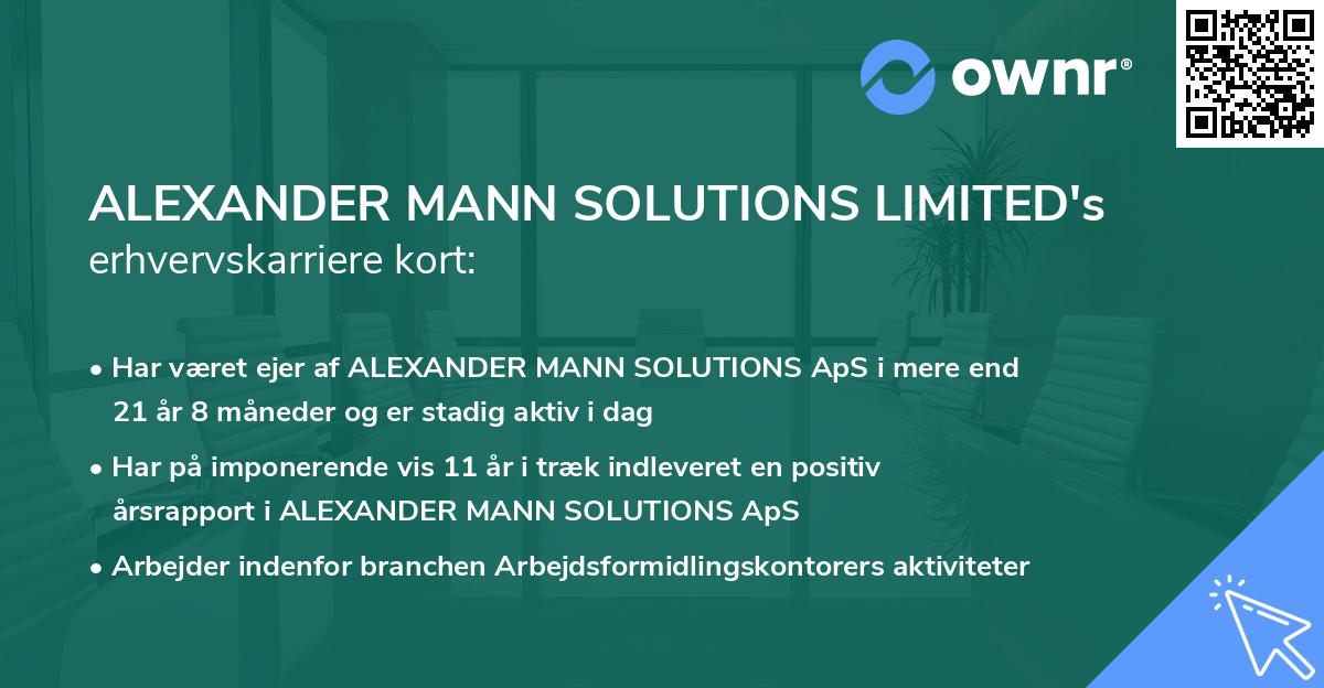 ALEXANDER MANN SOLUTIONS LIMITED's erhvervskarriere kort