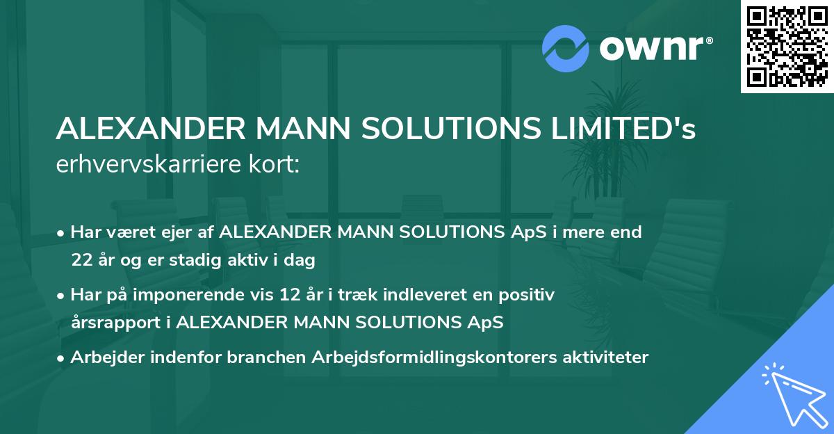 ALEXANDER MANN SOLUTIONS LIMITED's erhvervskarriere kort