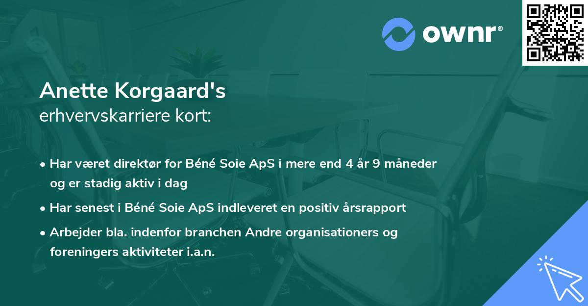 Anette Korgaard's erhvervskarriere kort