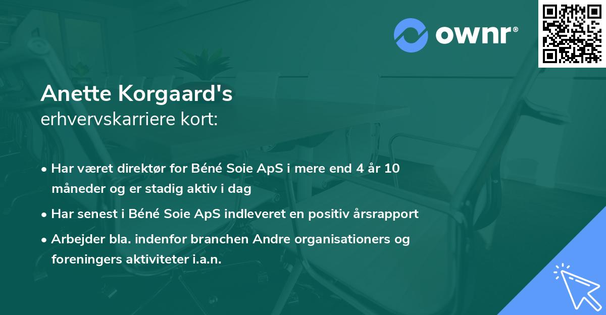 Anette Korgaard's erhvervskarriere kort