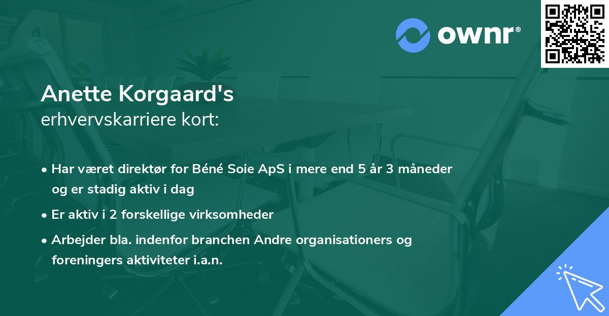 Anette Korgaard's erhvervskarriere kort