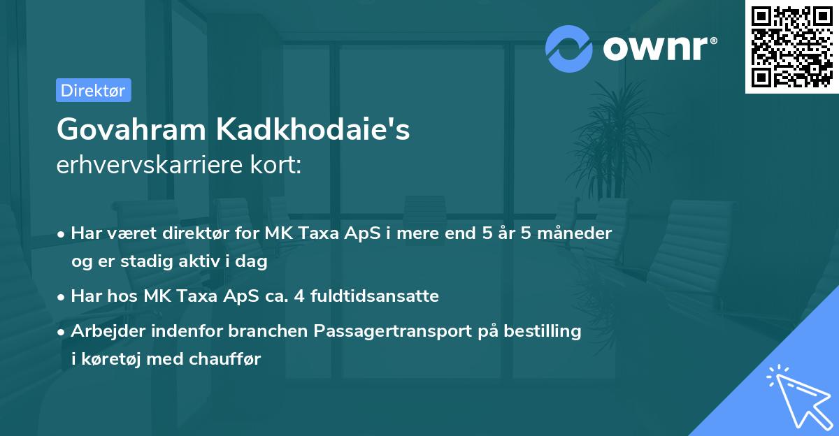 Govahram Kadkhodaie's erhvervskarriere kort