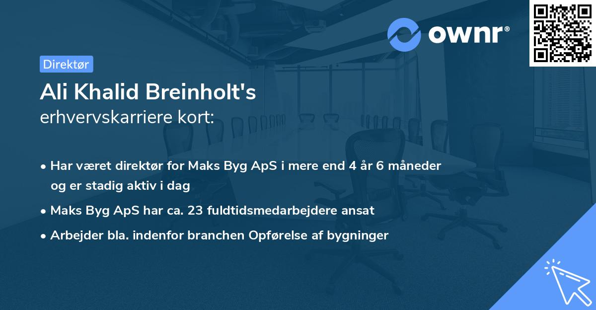 Ali Khalid Breinholt's erhvervskarriere kort