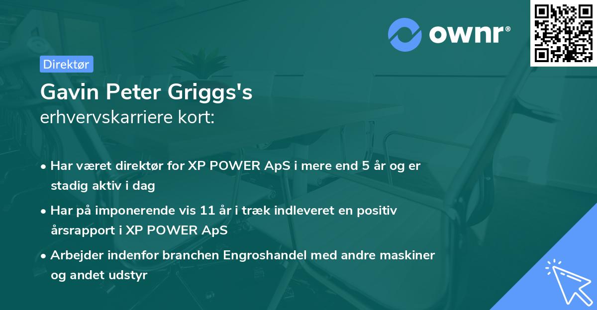 Gavin Peter Griggs's erhvervskarriere kort