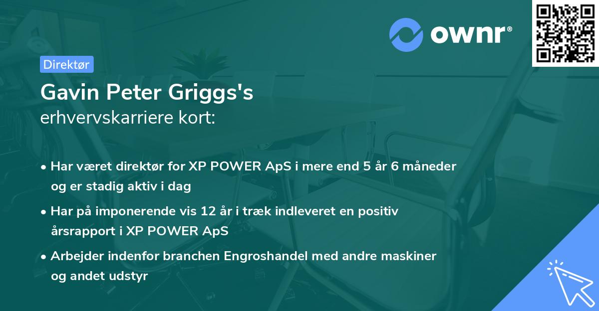 Gavin Peter Griggs's erhvervskarriere kort