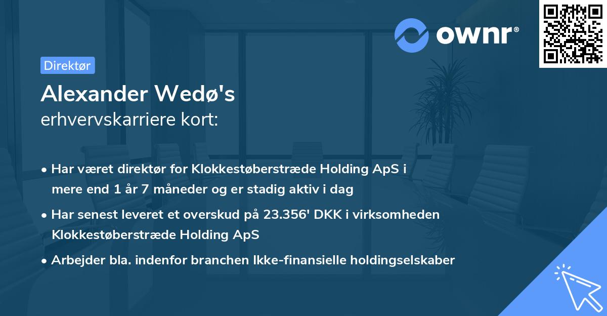 Alexander Wedø's erhvervskarriere kort