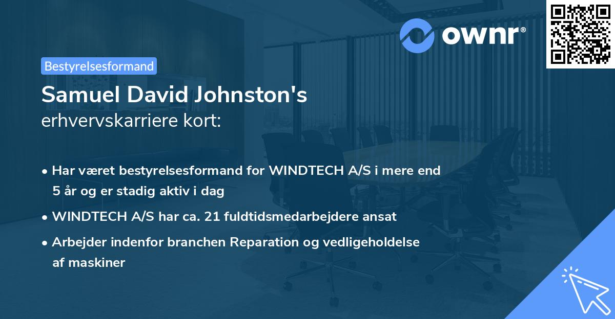Samuel David Johnston's erhvervskarriere kort