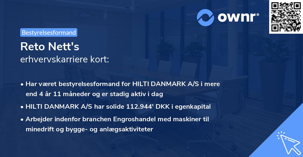 Reto Nett's erhvervskarriere kort