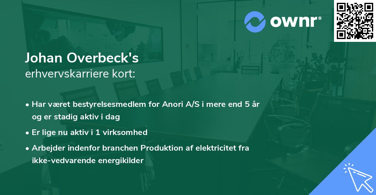 Johan Overbeck's erhvervskarriere kort