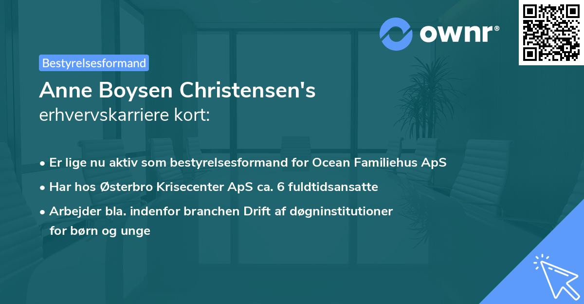 Anne Boysen Christensen's erhvervskarriere kort