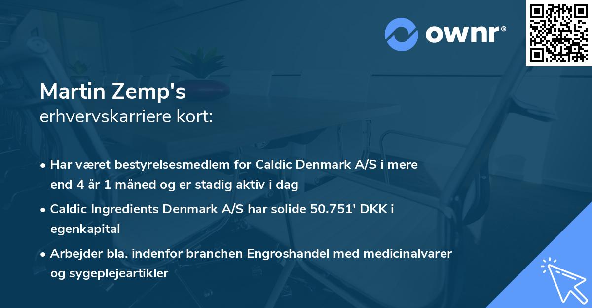 Martin Zemp's erhvervskarriere kort