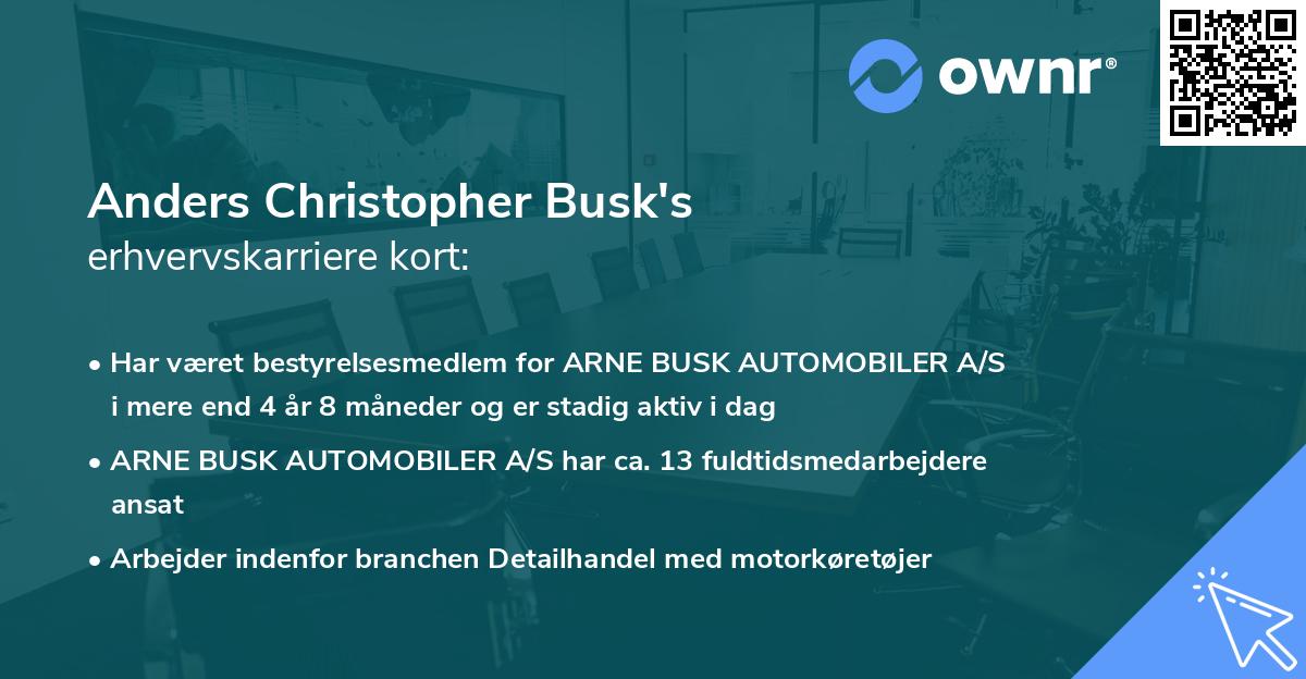 Anders Christopher Busk's erhvervskarriere kort