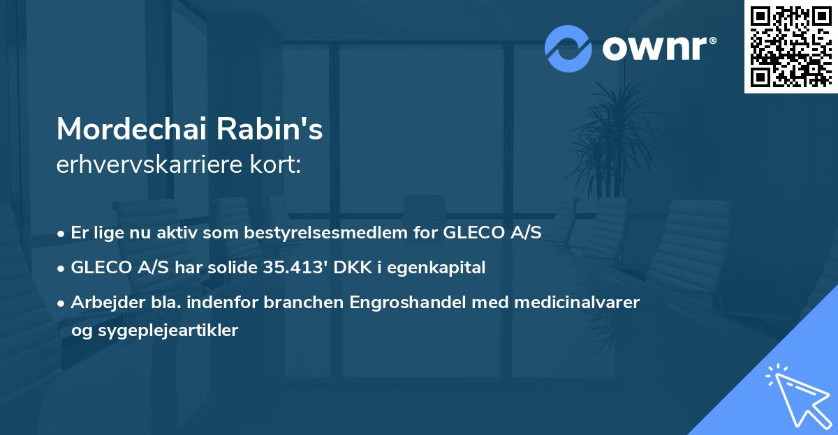 Mordechai Rabin's erhvervskarriere kort