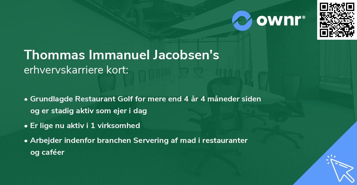 Thommas Immanuel Jacobsen's erhvervskarriere kort