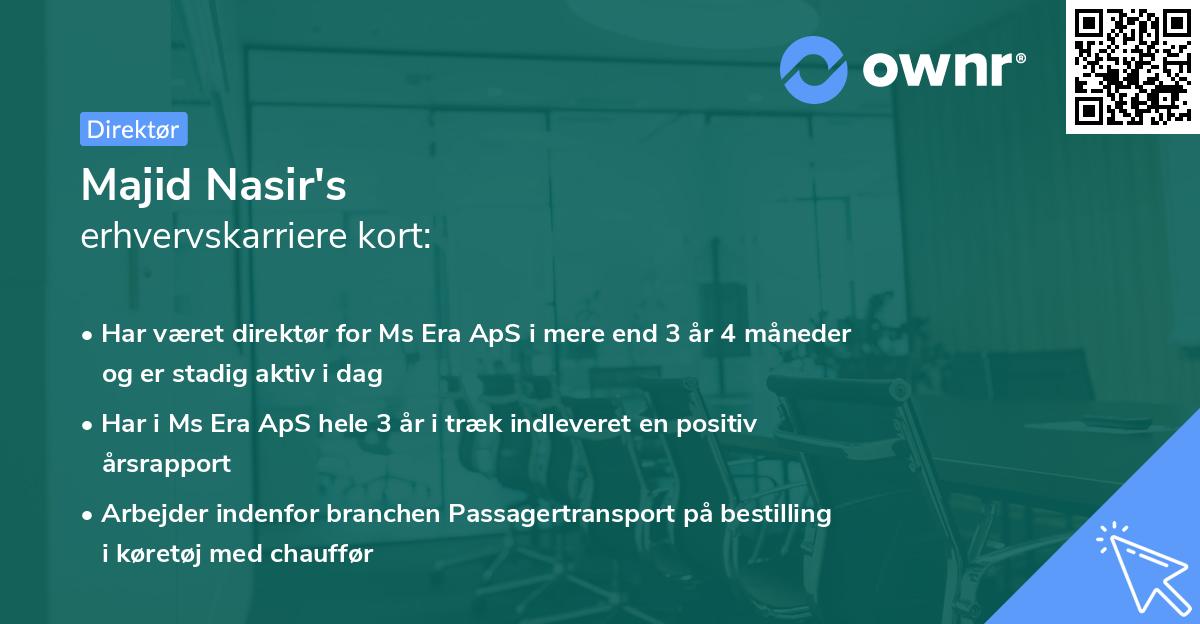 Majid Nasir's erhvervskarriere kort