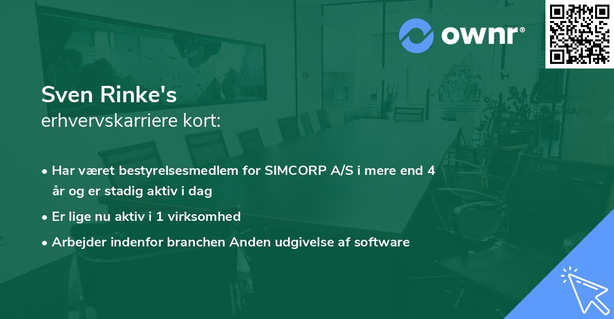 Sven Rinke's erhvervskarriere kort