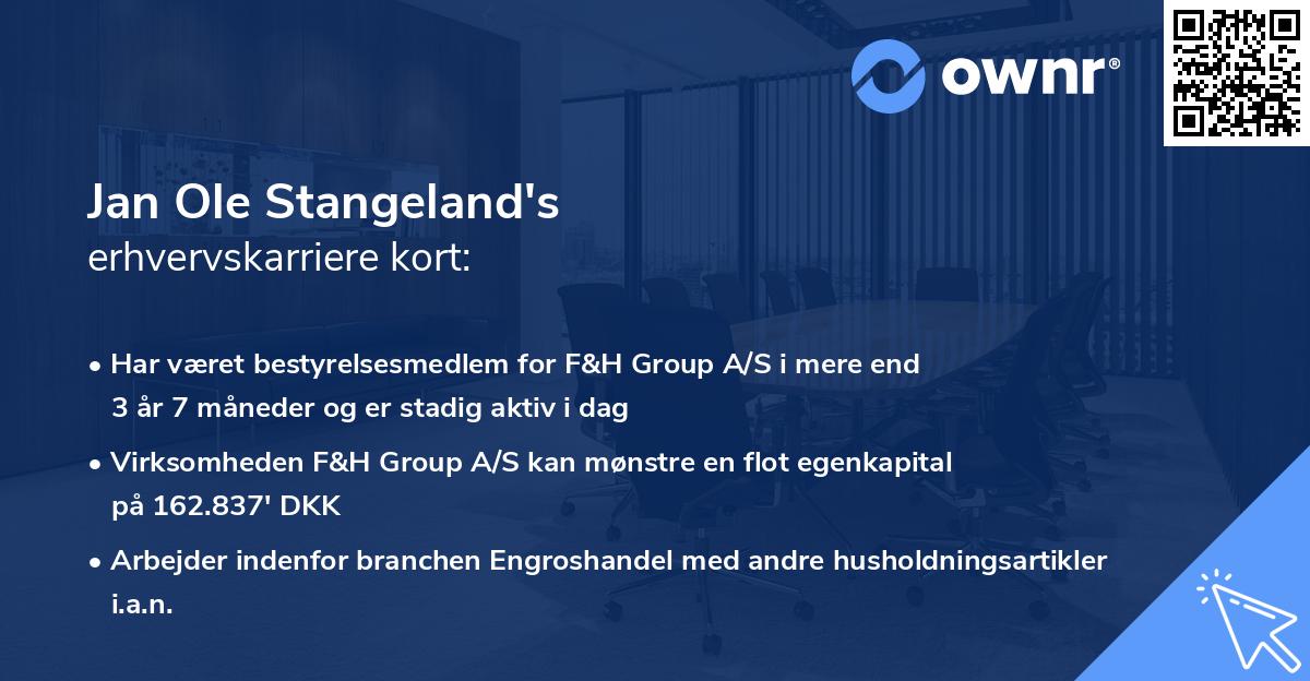 Jan Ole Stangeland's erhvervskarriere kort