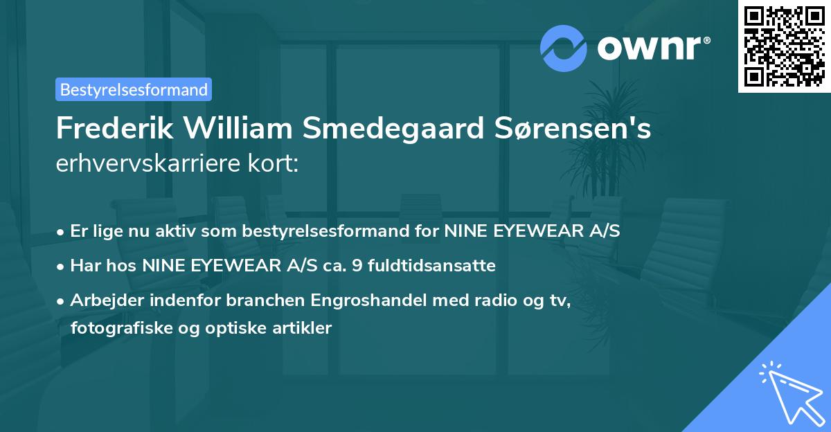 Frederik William Smedegaard Sørensen's erhvervskarriere kort