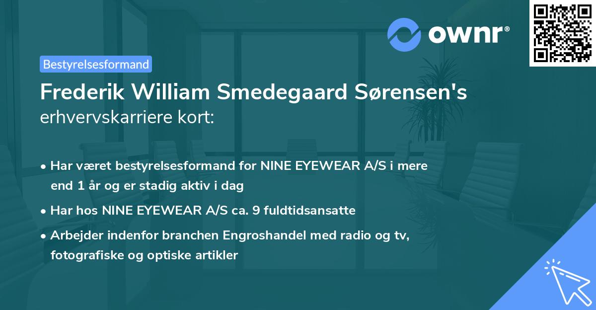 Frederik William Smedegaard Sørensen's erhvervskarriere kort